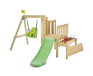 Toddler Tower Slide and Swing Set with Folding Seat