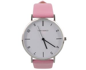 Tony Bianco Women's 36mm Wesley Slim Leather Watch - Silver/White/Pink