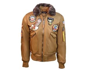 Top Gun MA-1 American Original Bomber Jacket With Patches Coyote - Brown