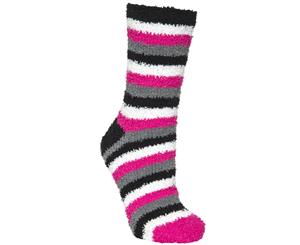 Trespass Womens/Ladies Snuggie Fluffy Tube Socks (2 Pair Pack) (Pink Glow Leopard/Stripe) - TP722