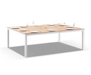 Tuscany 10 Seater Teak And Aluminium Dining Table - White - White Aluminium - Outdoor Aluminium Tables