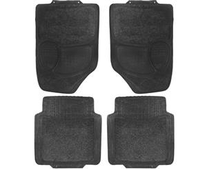 Universal Car Floor Mats Durable 4 Set Front Back Extra Large Non-Skid Black