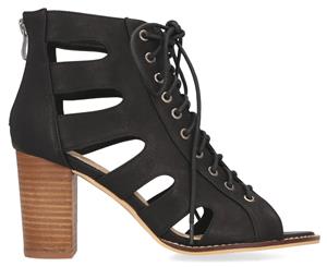 Verali Women's Prince Lace-Up Block Heels - Black Smooth