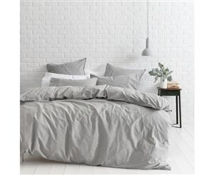 Vintage Softwash 100% Cotton Quilt Cover Set - King Grey Melange