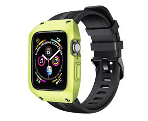 WIWU 2 in 1 Strap+Case Silicone Shockproof Watchband for Apple Watch Series 1/2/3/4/5-Green/Black