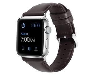 WIWU Dermal Watch Band Genuine Leather Replacement Strap Wristband For Apple Watch Series 5 4 3 2 1-Dark Brown