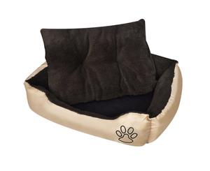 Warm Dog Bed with Padded Cushion S Beige Pet Cat Puppy House Basket