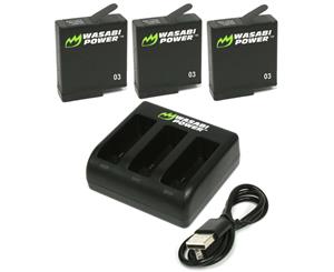 Wasabi Power Batteries for GoPro HERO7/HERO6/HERO5 Black (3Pack+Triple Charger)