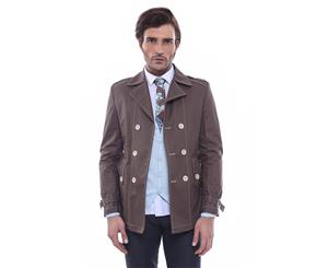 Wessi Slimfit Double Breasted Brown Trenchcoat