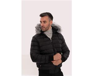 Wessi Slimfit Short Down Hooded Quilted Black Coat