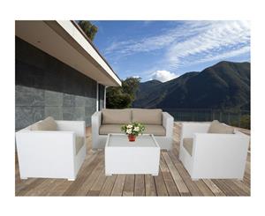 White Osiana 5 Piece Outdoor Furniture With Beige Cushion Cover