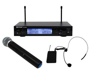 Wireless Microphone + Headset Mic Twin Dual Channel Professional Uhf Wg-2009B