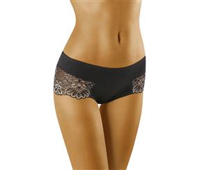 Wolbar Eco-Zu Black Floral Cotton Lace Boyshort