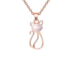 Wonder Cat Opal Necklace-Rose Gold/Pink