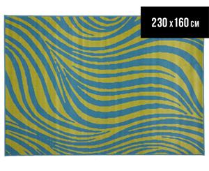 Zebra Print 230x160cm Rug - Blue/Green