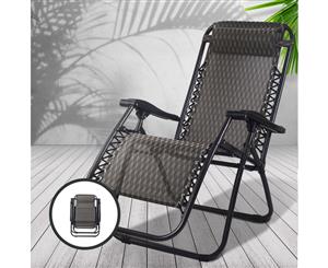 Zero Gravity Chair Outdoor Chairs Beach Lounger Portable Reclining Sun Lounge Folding Camping Grey