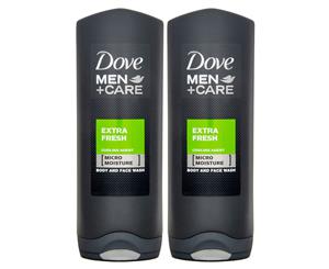 2 x Dove Men + Care Extra Fresh Body & Face Wash 250mL