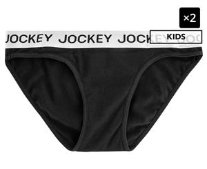 2 x Jockey Girls' Metallic Brief - Black