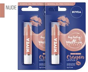 2 x Nivea Crayon Lipstick 3g - Rosy Nude