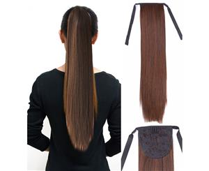 22" Light Brown Hair Quality Extension Synthetic Hair Ponytail Straight Ribbon