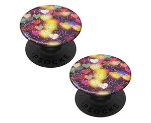 2PK PopSockets Swappable PopGrip Universal Holder w/ Base Glitter Bokeh Hearts