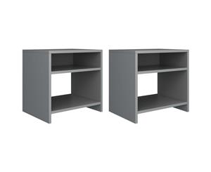 2x Bedside Cabinet Grey Chipboard Bedroom Nightstand Home Organiser