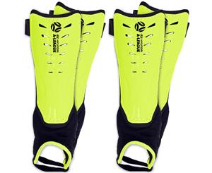 2x Hyundai A-League Shin Guard/Pads w/ Ankle Sock/Sports/Soccer Medium Size/Lime