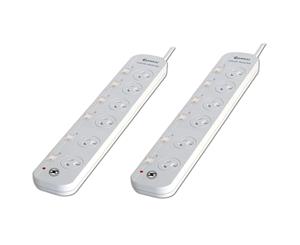 2x Power board 6 way Sockets Outlets Surge Protector Single Switched Powerboard