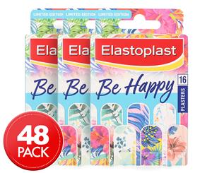 3 x Elastoplast Be Happy Plastic Plasters 16pk