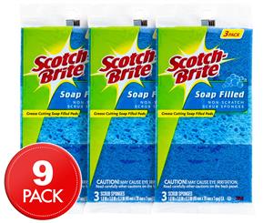 3 x Scotch-Brite Soap-Filled Non-Scratch Scrub Sponges 3pk