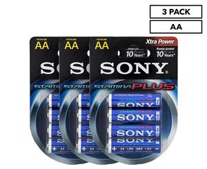 3 x Sony Stamina Plus AA Platinum Batteries 4-Pack