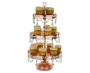 3-Tier Crystal-Draped Cupcake Stand | Rose Gold Plated | Le Gala Collection