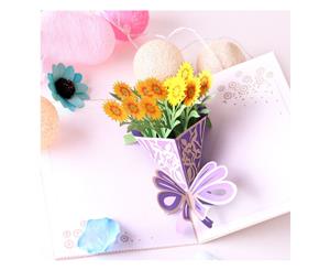 3d Pop Up Golden Sun Flower Bouquet Greeting Card