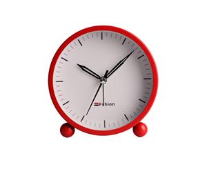 4 inch Round Silent Analog Alarm Clock - Red