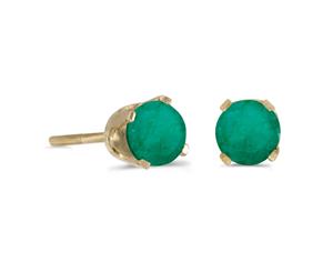 4 mm Round Emerald Screw-back Stud Earrings in 14k Yellow Gold