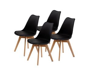 4X Retro Dining Cafe Chair Padded Seat BLACK