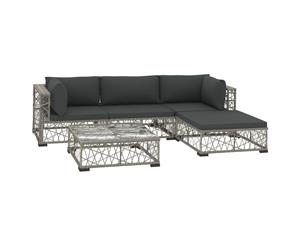 5 Piece Garden Lounge Set with Cushions Poly Rattan Grey Patio Set