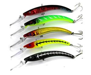 5x Cod Fishing Lures Deep Diving Minnows Lure Tackle Swim Baits Flathead Spinner