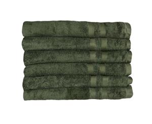 6 x Solid Cotton 450gsm Terry Towel- Green