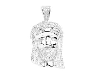 925 Sterling Silver Micro Pave Pendant - MINI JESUS II - Silver