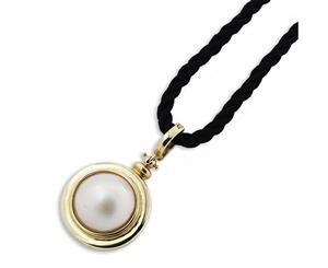 9K Yellow Gold 16Mm Round South Sea Mabe Pearl Enhancer Pendant