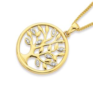 9ct Gold Diamond Tree of Life Pendant