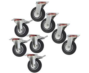 AB Tools 5" (125mm) Rubber Swivel and Swivel With Brake Castor Wheel (8Pack) CST07_08