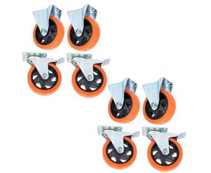 AB Tools 5" Fixed + Swivel with Brake Castors Wheel Roller Bearings 150kg Load Each 4pc