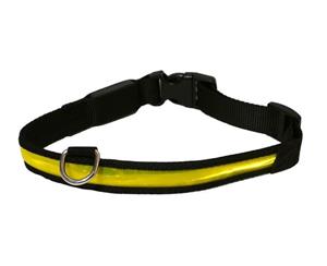 AB Tools Rosewood Night Dog Walking Hi-Visibility Yellow Dog Collar 12" - 20" (Medium)