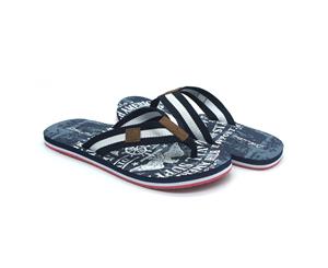 ATLANTIS SHOES Men's Navigation Eagle Flip Flops - Navy Blue