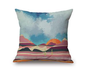 Abstract Watercolor Landscape Painting on Cotton&linen Pillow Cover 84452