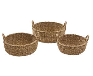 Amalfi 3Pc Gilli Seagrass Multifunctional Basket Set w Handles Organiser Natural