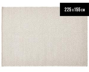 Amalia Scandinavian 225x155cm Flatweave Scandi Diamond Rug - Silver