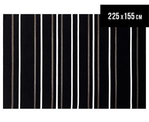 Amalia Scandinavian 225x155cm Flatweave Scandi Stripe Rug - Black